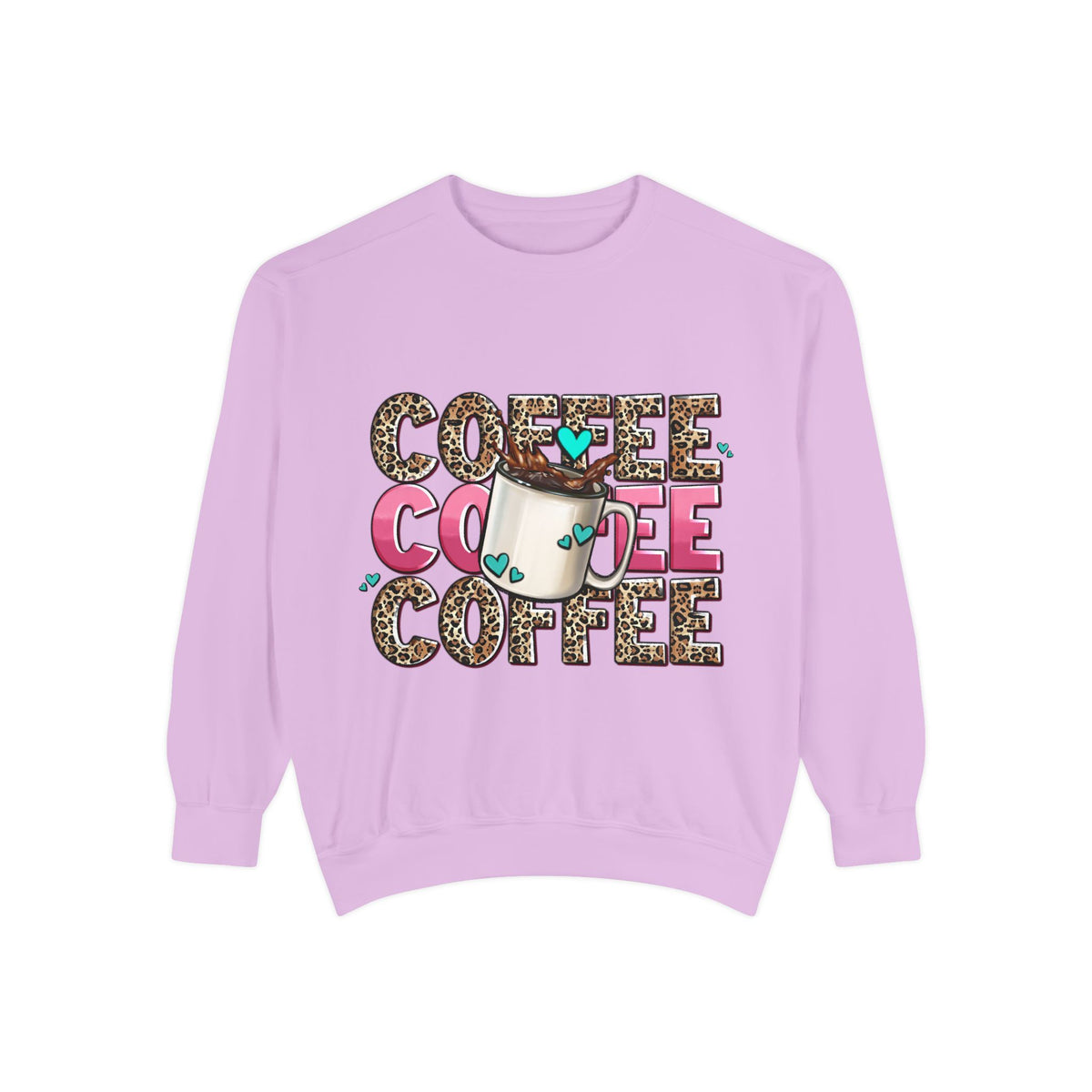 Coffee Leopard Print Sweatshirt — Cute Mug Graphic Coffee Lover Pullover