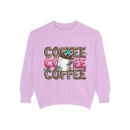 Coffee Leopard Print Sweatshirt — Cute Mug Graphic Coffee Lover Pullover