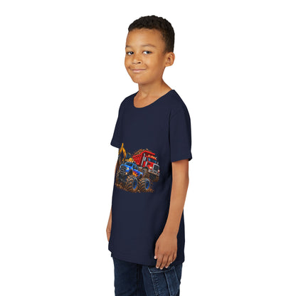 Kids Construction Trucks Tee — Monster Dump Truck & Excavator Graphic Youth Shirt