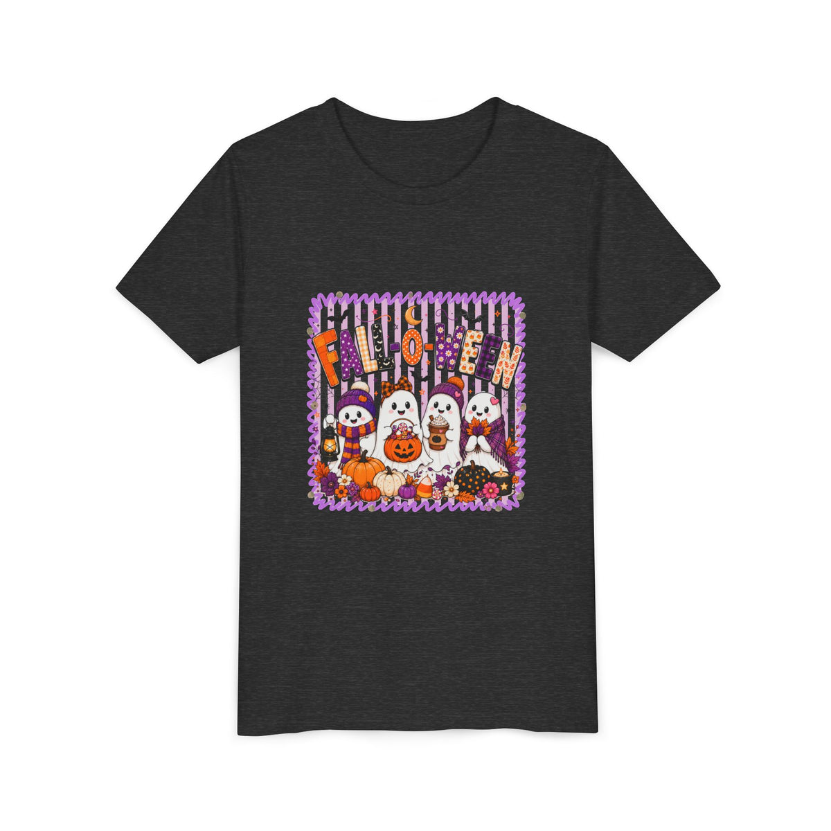 Kids Halloween T‑Shirt — Cute Ghosts & Pumpkins “Halloween” Graphic