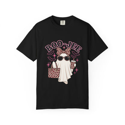 Boo-Jee Ghost Graphic T-Shirt — Leopard Print Halloween Tee