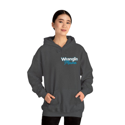 Wranglin Mama Hoodie - Western Cow Skull & Leopard Print Pullover for Cowgirl Moms