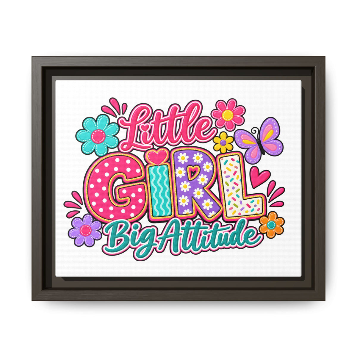 Framed Matte Canvas "Little Girl, Big Attitude" — Colorful Kids Wall Art