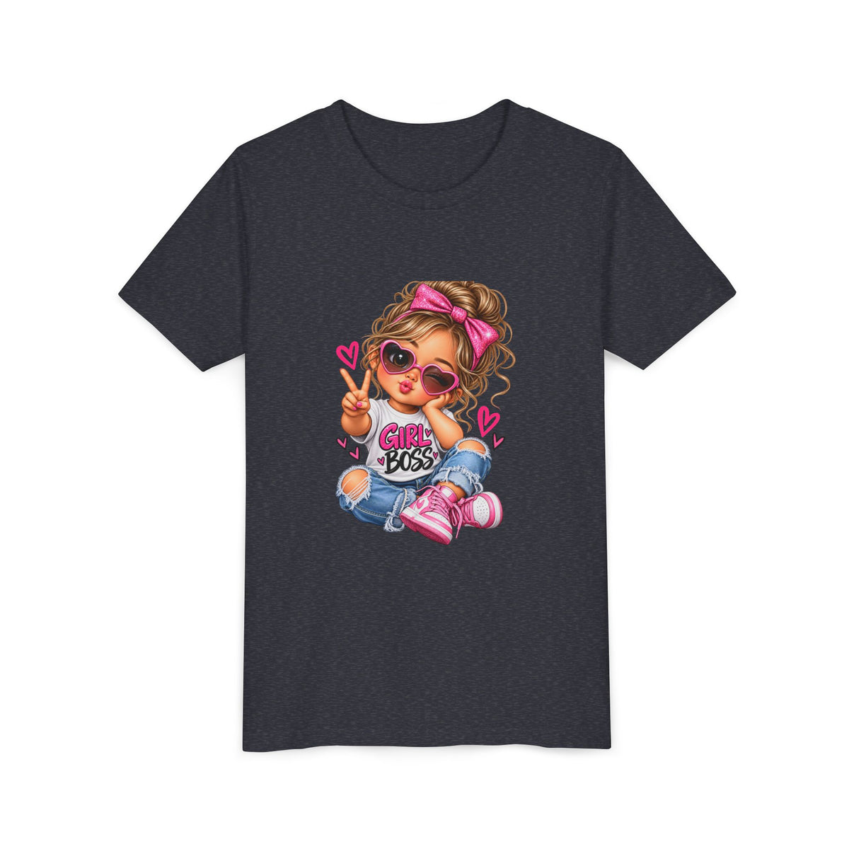Girl Boss Youth Tee — Cute Cartoon Girl Graphic Shirt