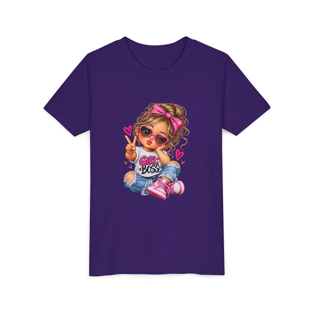 Girl Boss Youth Tee — Cute Cartoon Girl Graphic Shirt