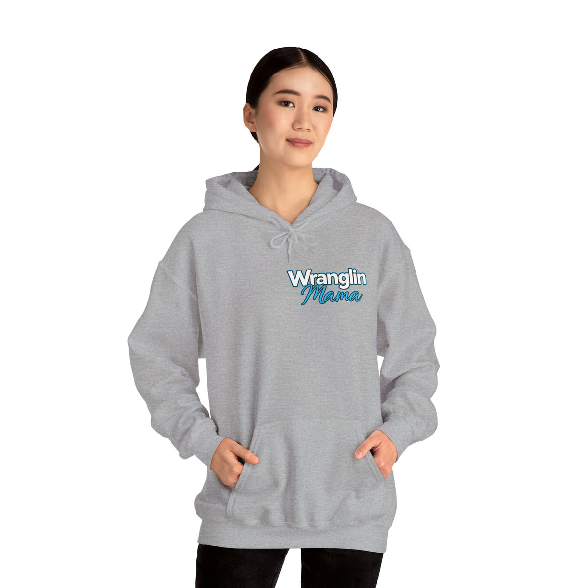 Wranglin Mama Hoodie - Western Cow Skull & Leopard Print Pullover for Cowgirl Moms