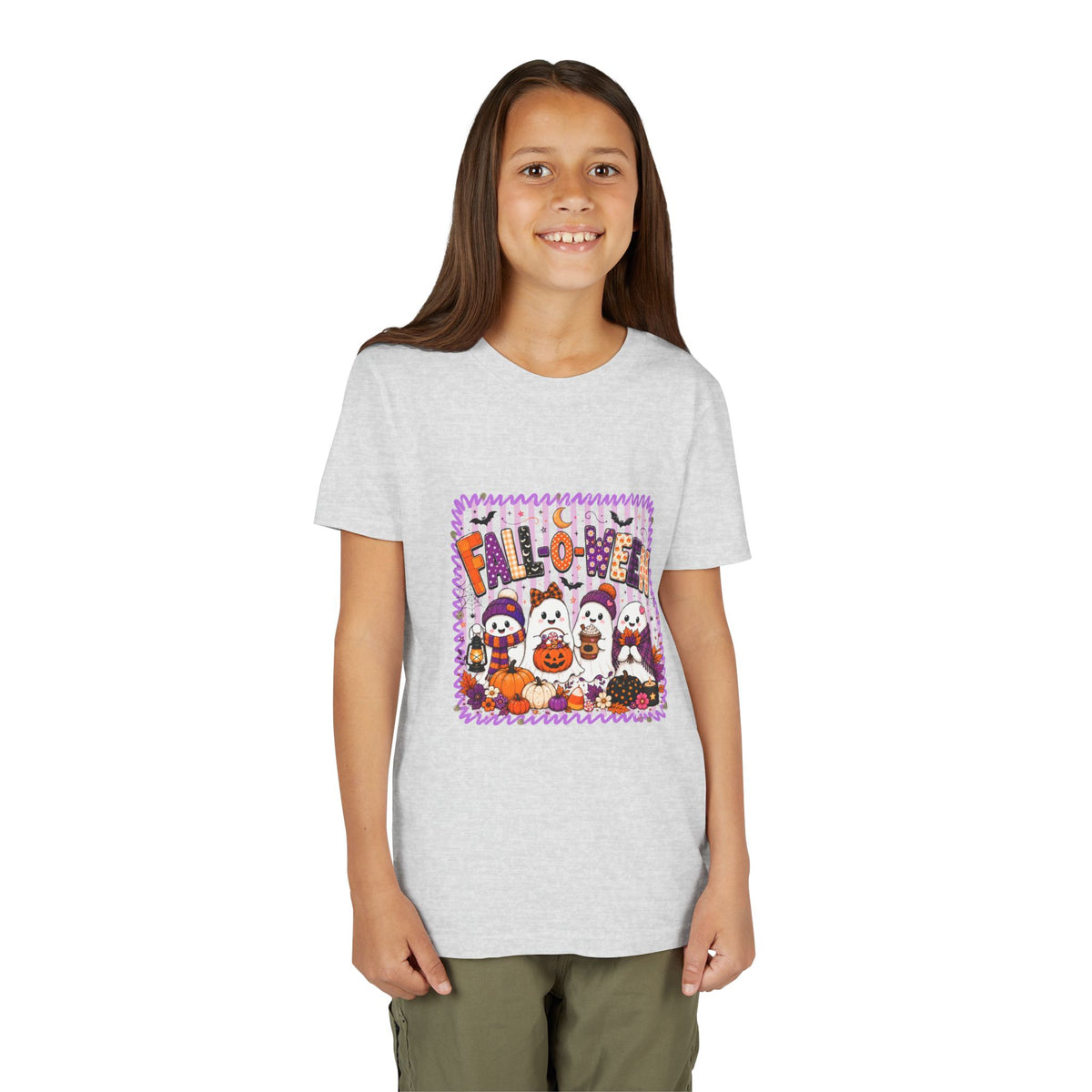 Kids Halloween T‑Shirt — Cute Ghosts & Pumpkins “Halloween” Graphic