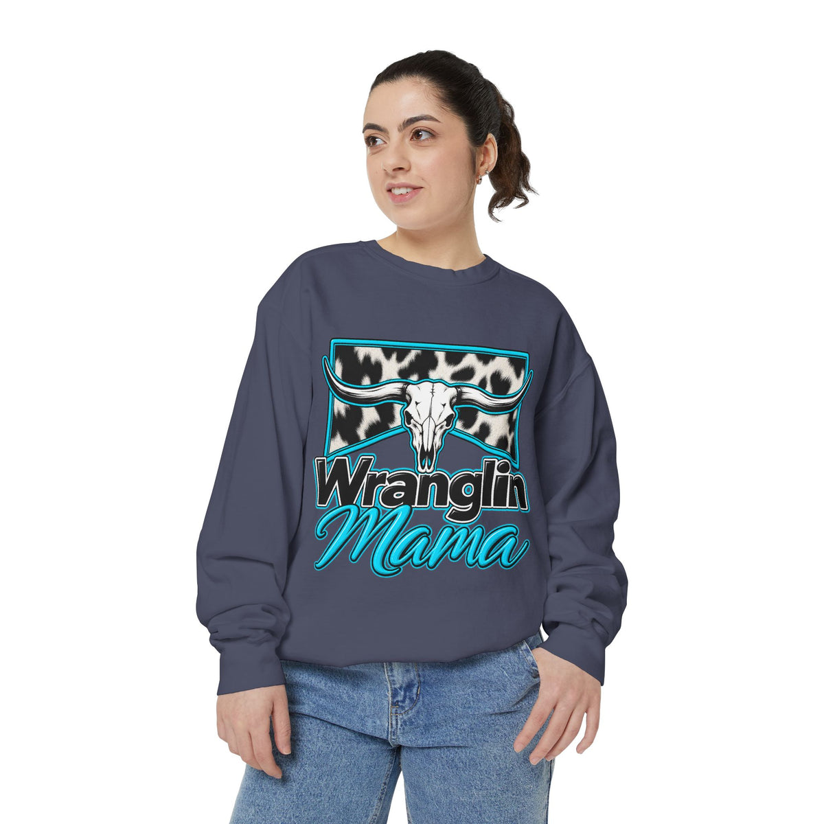 Wranglin' Mama Cow Skull Sweatshirt