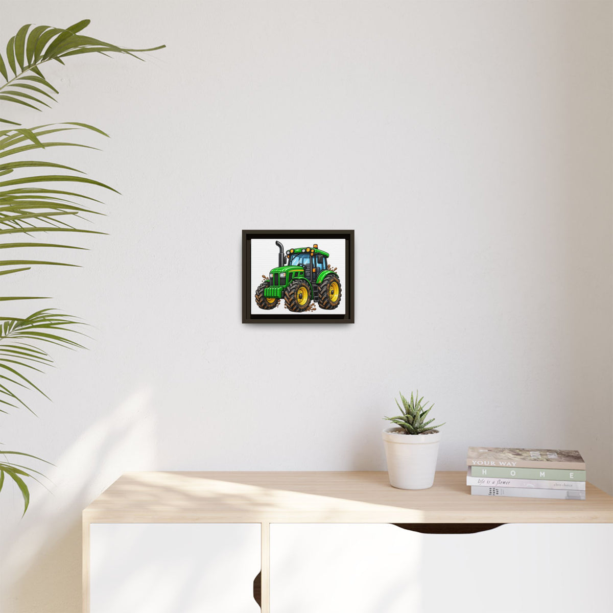 Framed Tractor Matte Canvas Print — Kids' Farm Wall Art