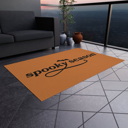 Outdoor Rug — "Spooky Season" Halloween Doormat (Orange with Bat)
