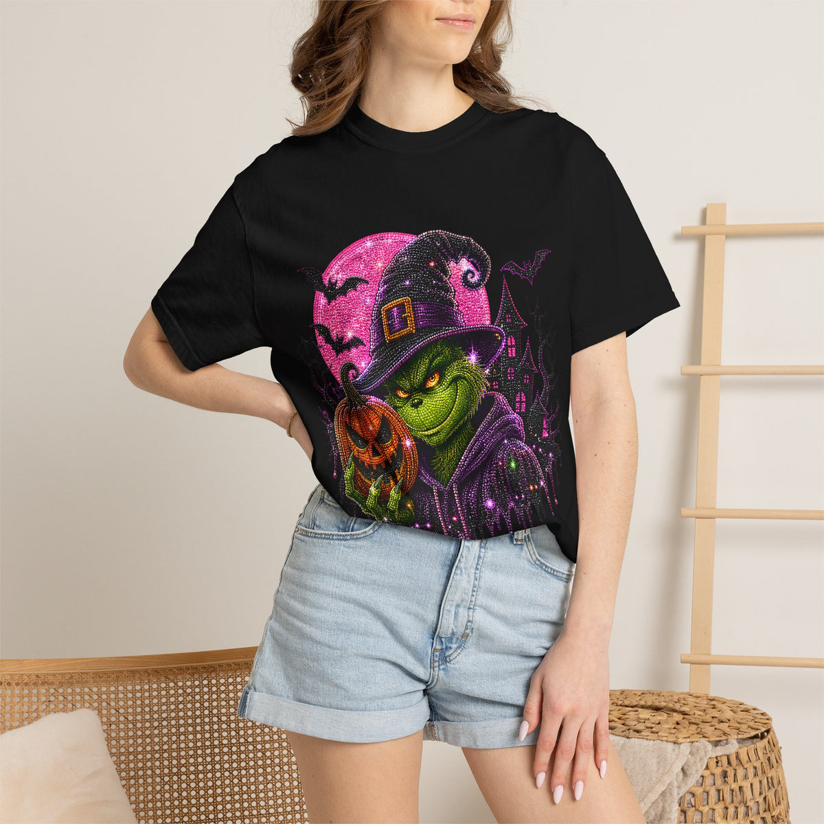 Wicked Green Witch Halloween T-Shirt — Pumpkin, Bats & Haunted Night Design