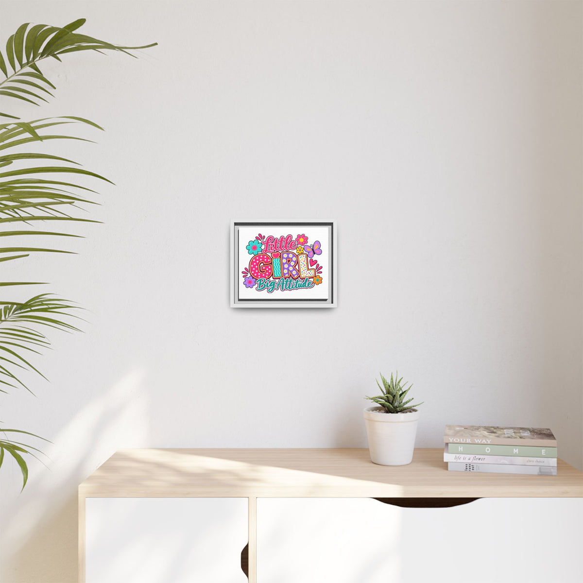 Framed Matte Canvas "Little Girl, Big Attitude" — Colorful Kids Wall Art