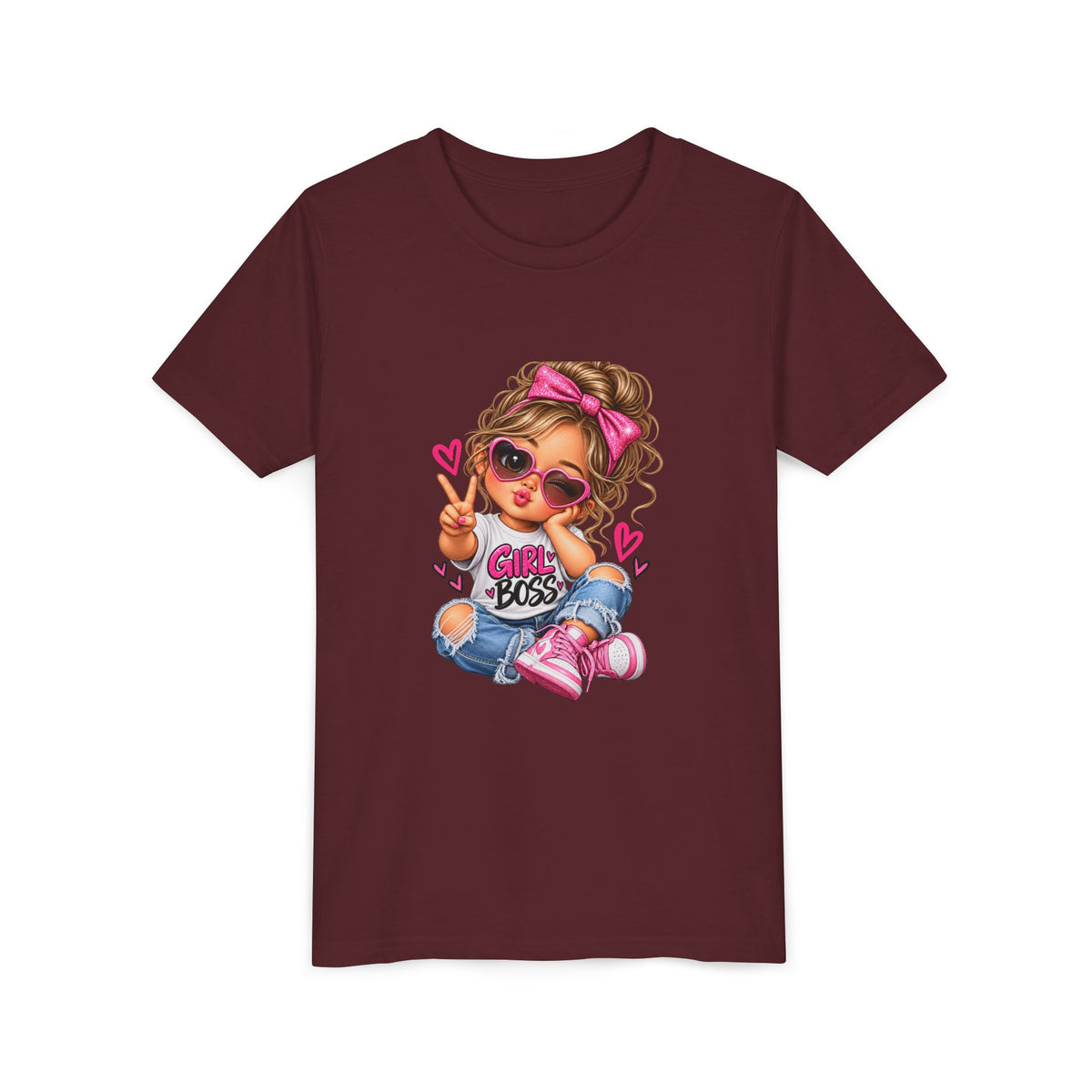 Girl Boss Youth Tee — Cute Cartoon Girl Graphic Shirt