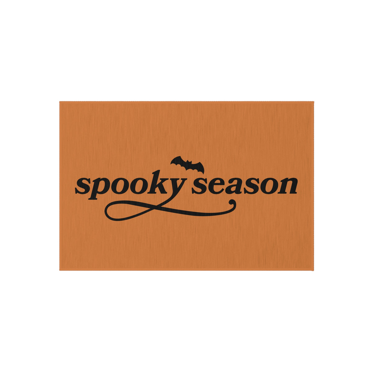 Outdoor Rug — "Spooky Season" Halloween Doormat (Orange with Bat)