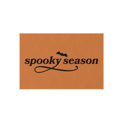 Outdoor Rug — "Spooky Season" Halloween Doormat (Orange with Bat)