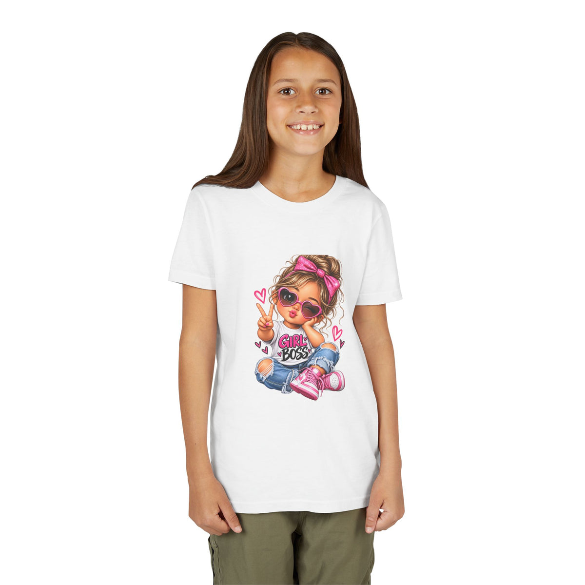 Girl Boss Youth Tee — Cute Cartoon Girl Graphic Shirt