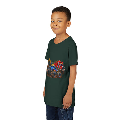 Kids Construction Trucks Tee — Monster Dump Truck & Excavator Graphic Youth Shirt