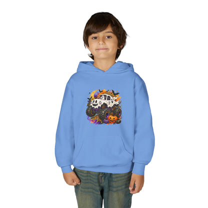 Youth Hoodie — Spooky Monster Truck Halloween Pumpkin Design