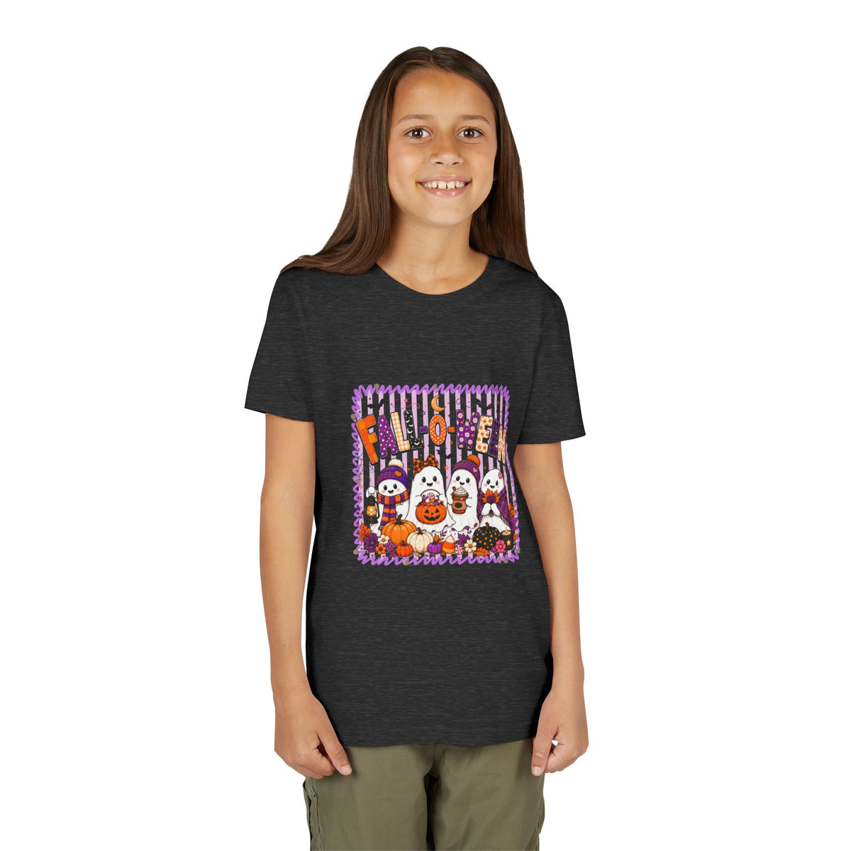 Kids Halloween T‑Shirt — Cute Ghosts & Pumpkins “Halloween” Graphic