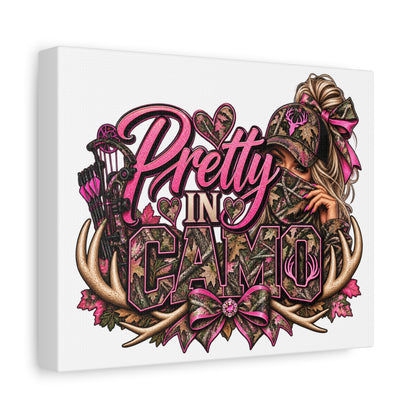 Pretty in Camo Wall Canvas — Pink Hunting Camo Art