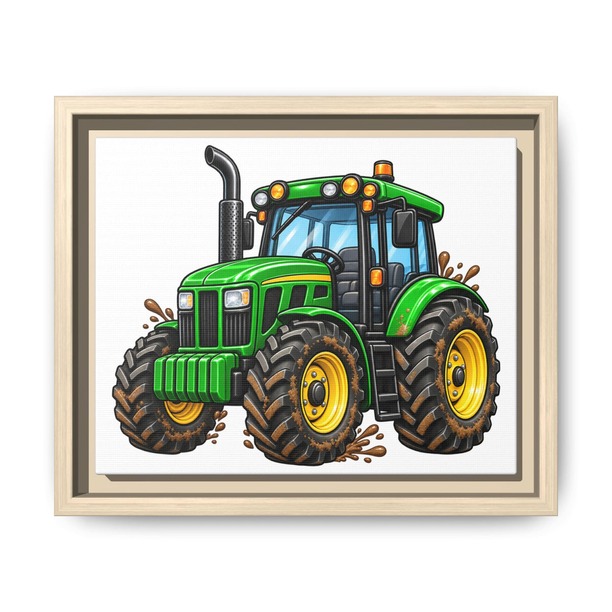 Framed Tractor Matte Canvas Print — Kids' Farm Wall Art