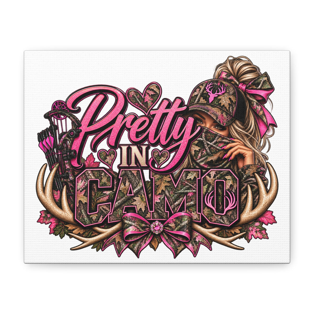 Pretty in Camo Wall Canvas — Pink Hunting Camo Art
