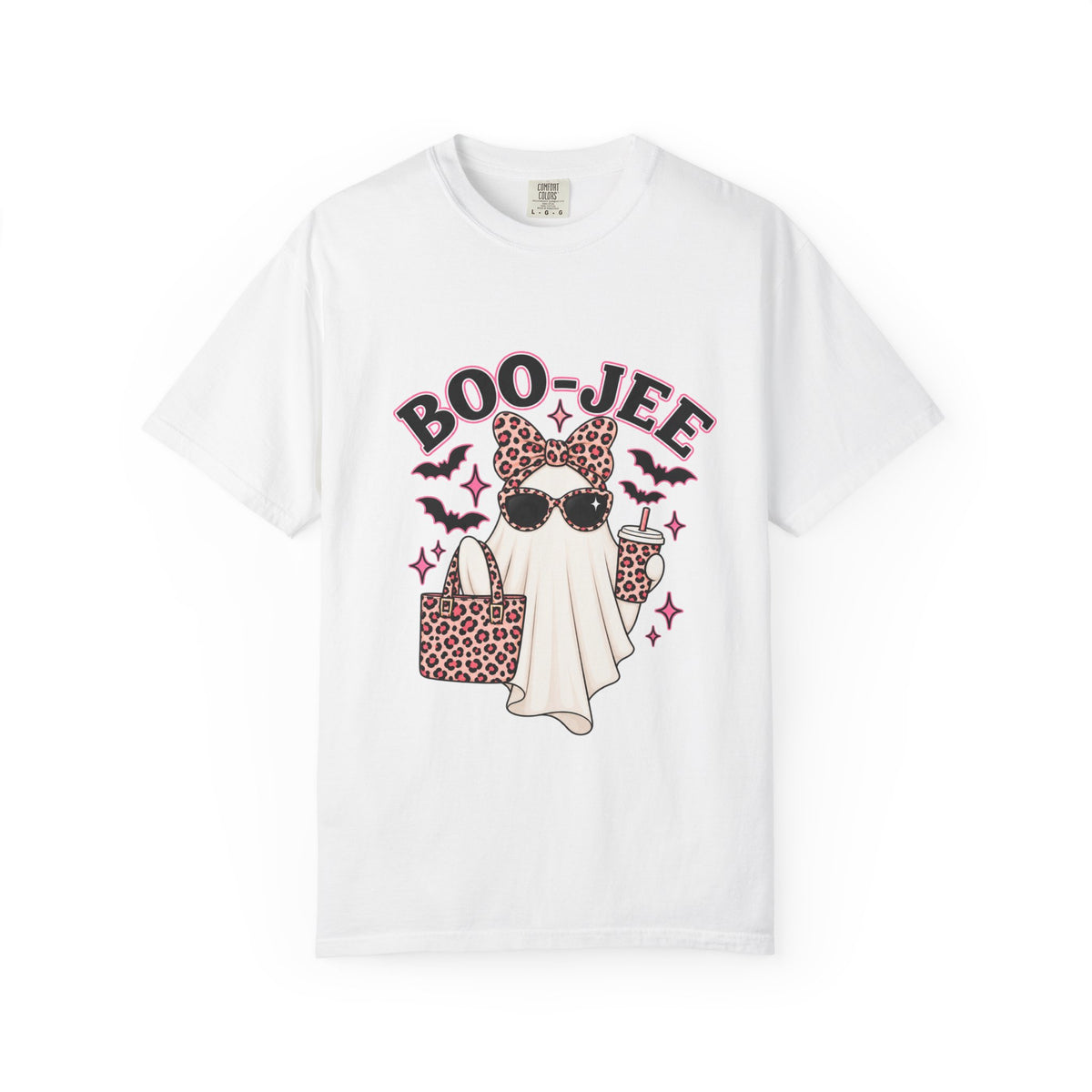 Boo-Jee Ghost Graphic T-Shirt — Leopard Print Halloween Tee