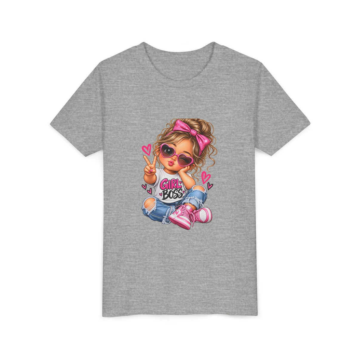 Girl Boss Youth Tee — Cute Cartoon Girl Graphic Shirt