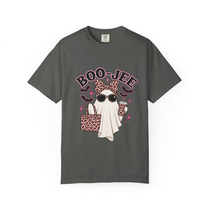 Boo-Jee Ghost Graphic T-Shirt — Leopard Print Halloween Tee