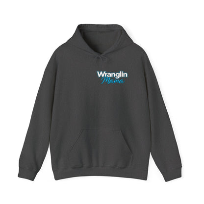 Wranglin Mama Hoodie - Western Cow Skull & Leopard Print Pullover for Cowgirl Moms