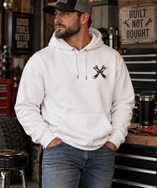 Hoodie — "Jack of All Trades, Master of None" Mechanic Tool Graphic