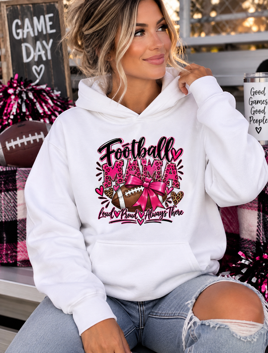 Football Mom Pink Heart Hoodie