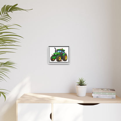 Framed Tractor Matte Canvas Print — Kids' Farm Wall Art
