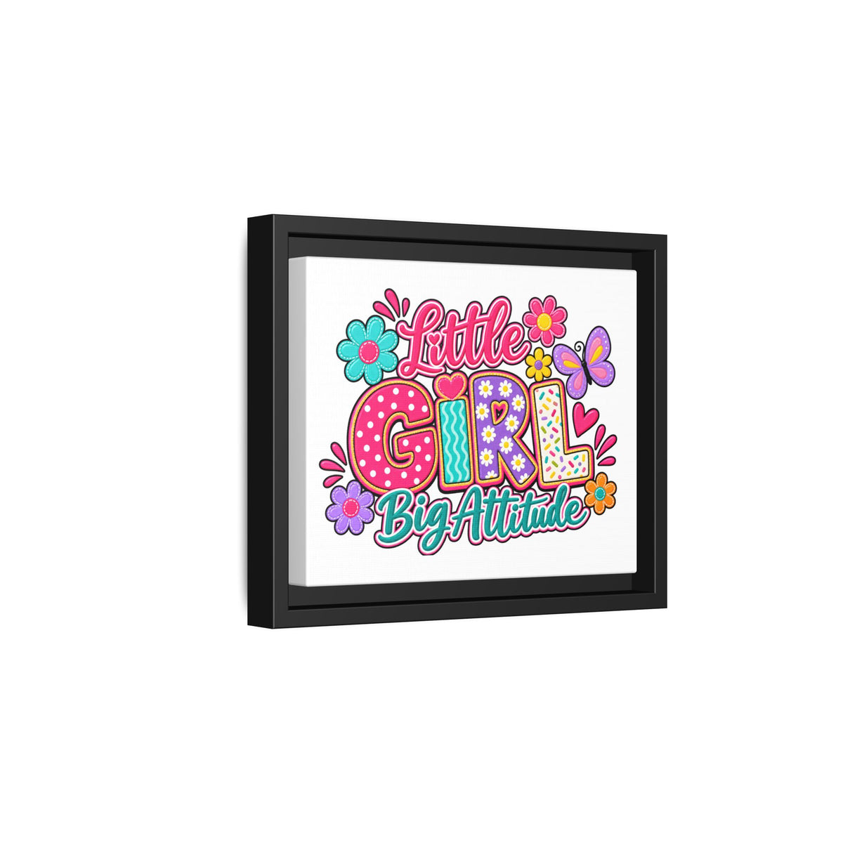 Framed Matte Canvas "Little Girl, Big Attitude" — Colorful Kids Wall Art