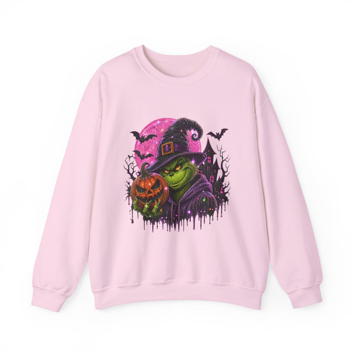 Witchy Pumpkin Crewneck Sweatshirt – Funky Green Witch Halloween Sweatshirt