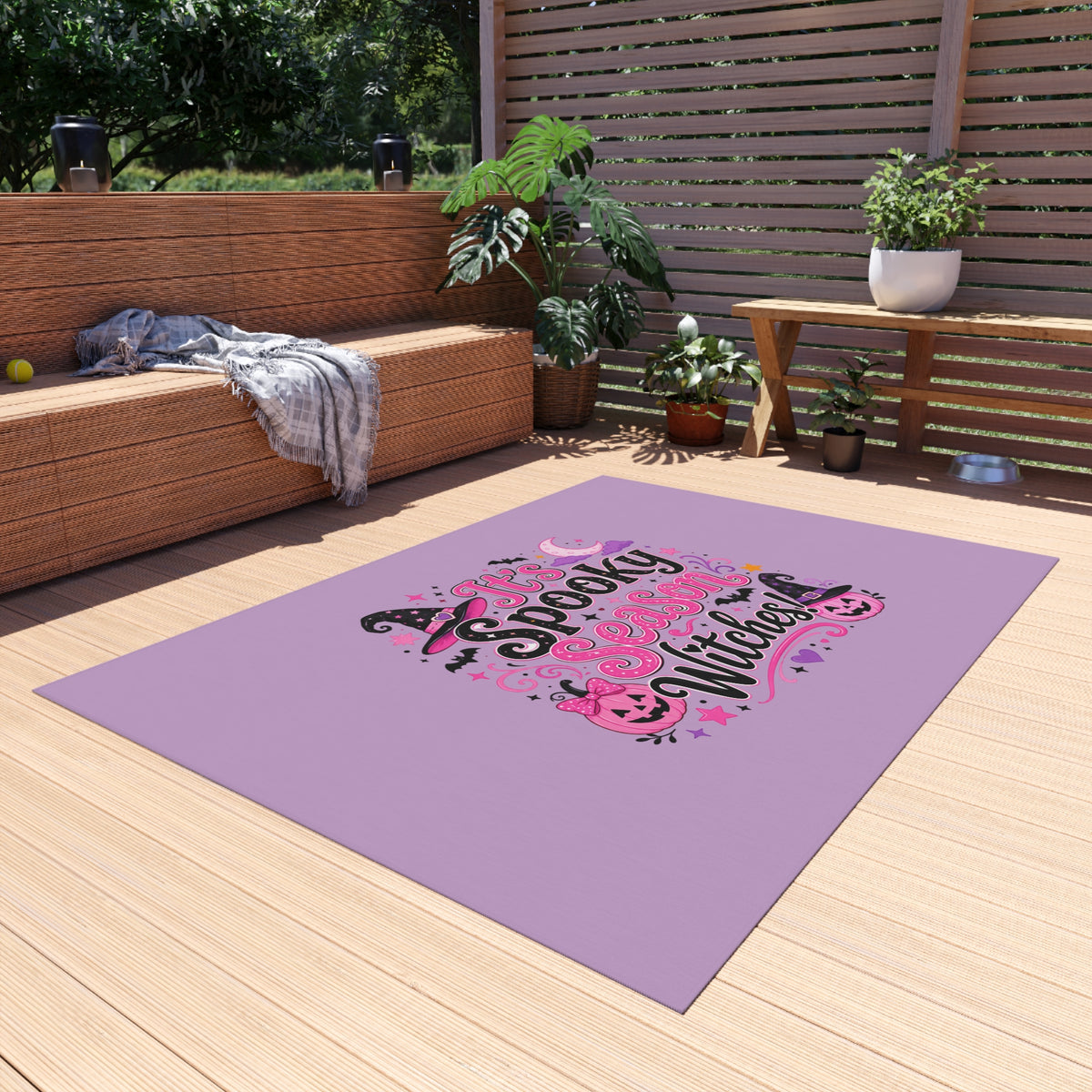 Outdoor Rug — "It's Spooky Season Witches" Halloween Porch Mat