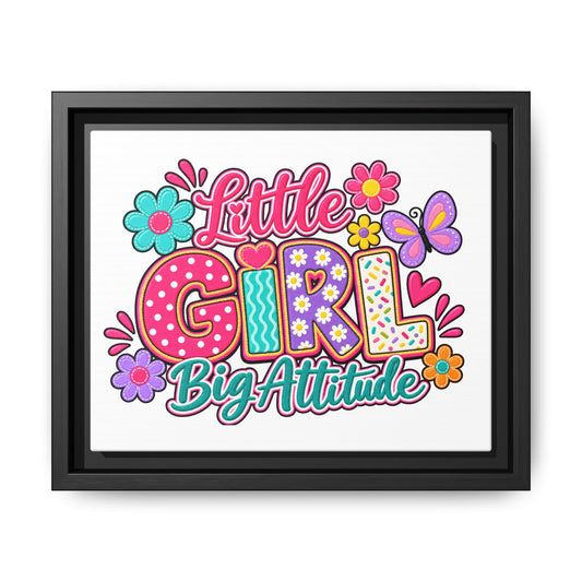 Framed Matte Canvas "Little Girl, Big Attitude" — Colorful Kids Wall Art
