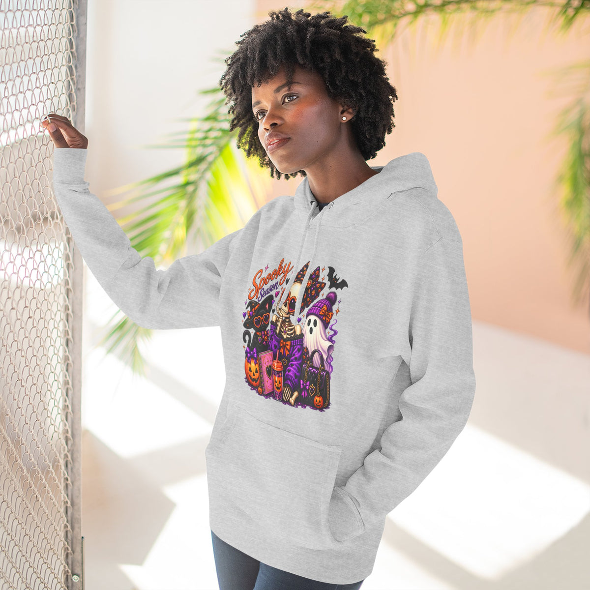 Halloween Ghost Crew Hoodie — 'Spooky Season' Cute Haunted Pumpkin Design
