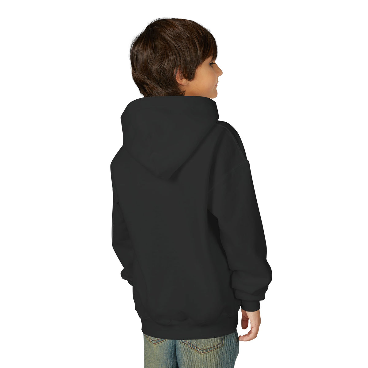 Youth Halloween Hoodie — 'Happy Halloween' Skeleton Riding Dinosaur Kids Sweatshirt