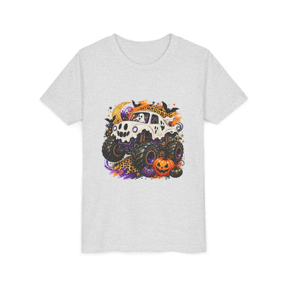 Kids Halloween Monster Truck Tee — Spooky Skull Van with Pumpkin Graphic