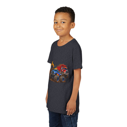 Kids Construction Trucks Tee — Monster Dump Truck & Excavator Graphic Youth Shirt