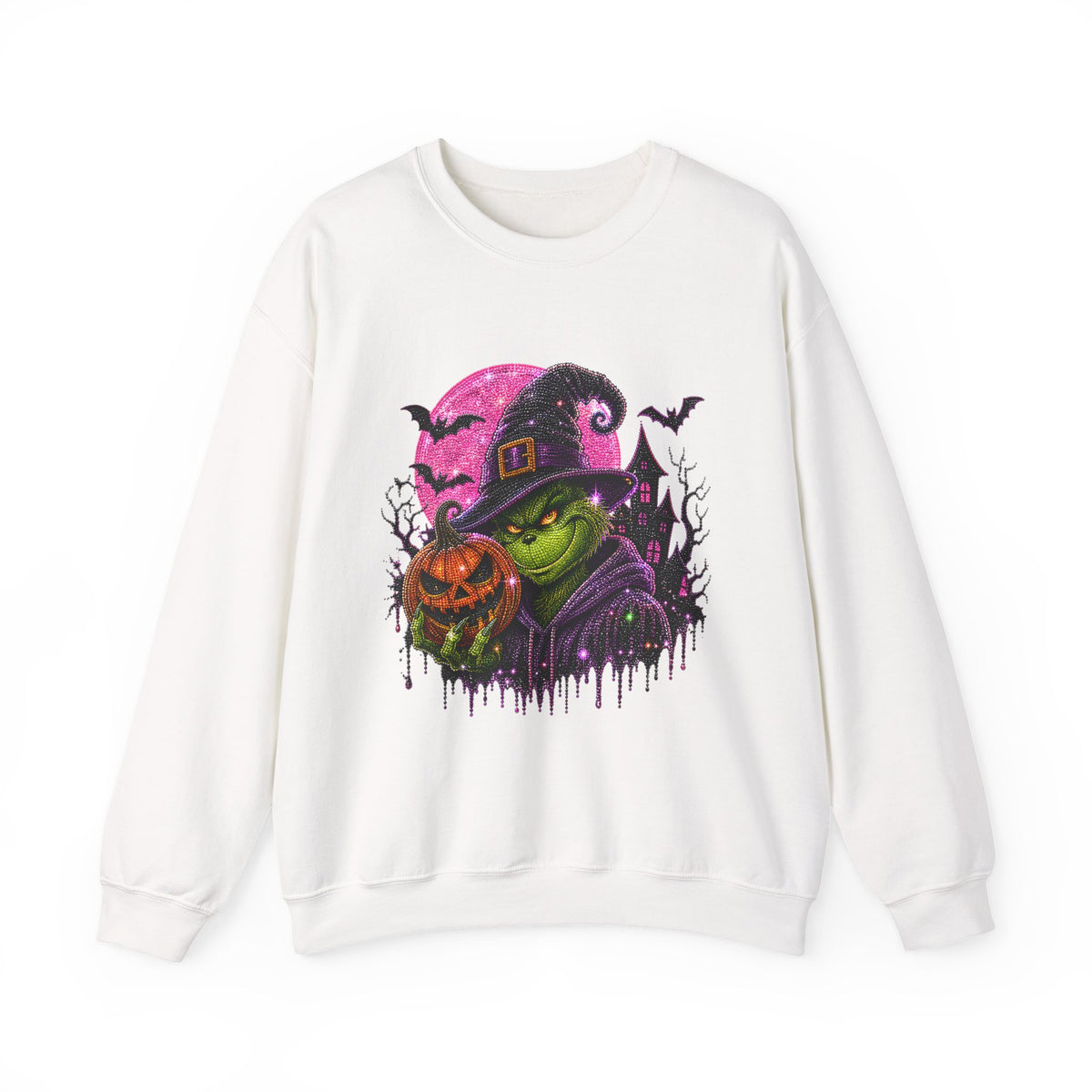 Witchy Pumpkin Crewneck Sweatshirt – Funky Green Witch Halloween Sweatshirt