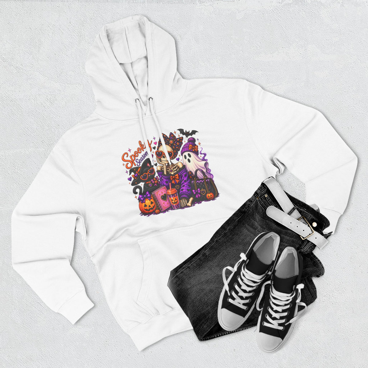Halloween Ghost Crew Hoodie — 'Spooky Season' Cute Haunted Pumpkin Design