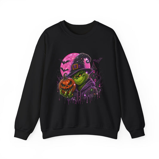 Witchy Pumpkin Crewneck Sweatshirt – Funky Green Witch Halloween Sweatshirt