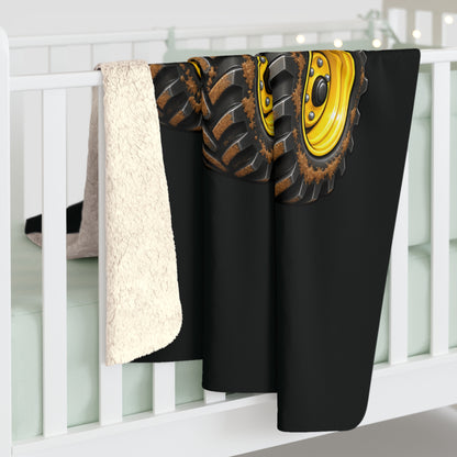 Tractor Sherpa Blanket – Cozy Farmhouse Throw for Kids & Adults