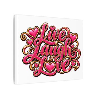 Live Laugh Love Pink Heart Canvas Wall Art