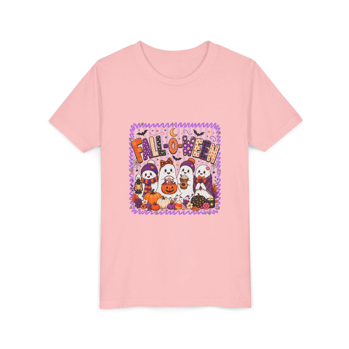 Kids Halloween T‑Shirt — Cute Ghosts & Pumpkins “Halloween” Graphic