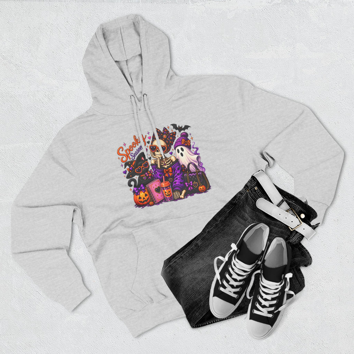 Halloween Ghost Crew Hoodie — 'Spooky Season' Cute Haunted Pumpkin Design