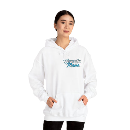 Wranglin Mama Hoodie - Western Cow Skull & Leopard Print Pullover for Cowgirl Moms