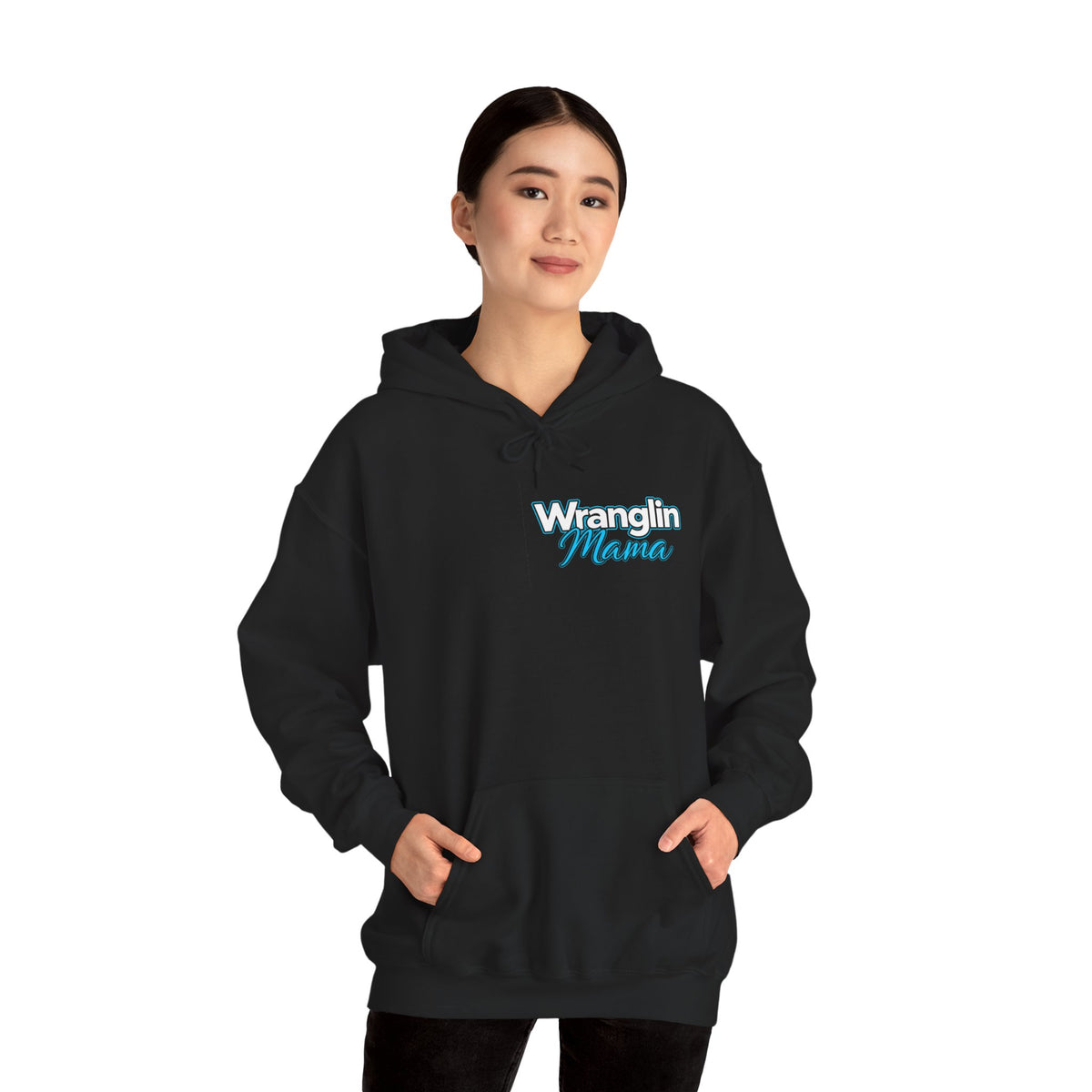 Wranglin Mama Hoodie - Western Cow Skull & Leopard Print Pullover for Cowgirl Moms